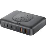 Promate Зарядна станция за 7 устройства ProMate POWERBASE-GANFast 100W, 15W Wireless charger -Черна - phoneplay - 199,91 лв