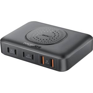 Promate Зарядна станция за 7 устройства ProMate POWERBASE-GANFast 100W, 15W Wireless charger -Черна - phoneplay - 199,91 лв