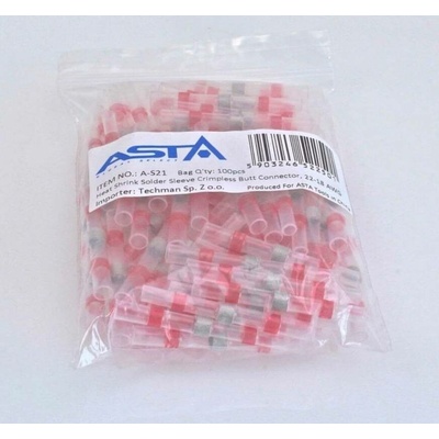 Smršťovací hadičky s cínem, 2.7 x 40 mm, 22-18 AWG, balení 100 ks - ASTA
