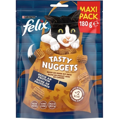 FELIX® maškrty pre mačky Tasty Nuggets bohaté na kura, s kačicou 6 x 180 g