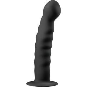 EasyToys - анален дилдо с оребрение и вакуум - 14 см - черен