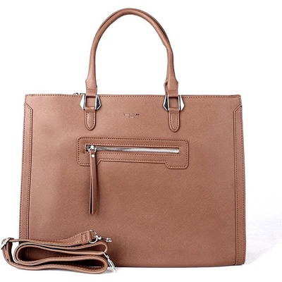 David Jones velká elegantní kabelka do ruky CM6572 Hnědá