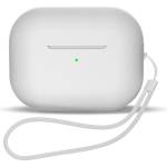 HQWear Силиконов кейс HQWear за AirPods 1 / AirPods 2, с каишка, бял (Airpods 1)