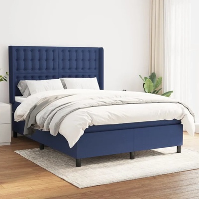 vidaXL Боксспринг легло с матрак, синьо, 140x190 см, плат (3131751)