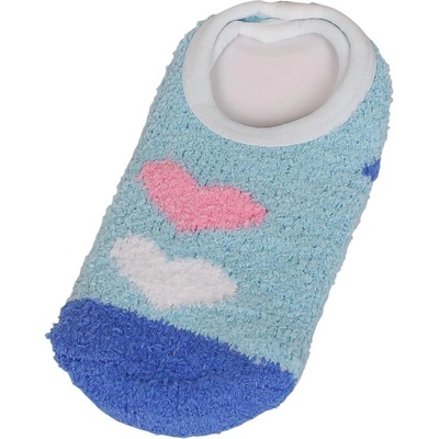 Детски терлици от букле в синьо със сърца