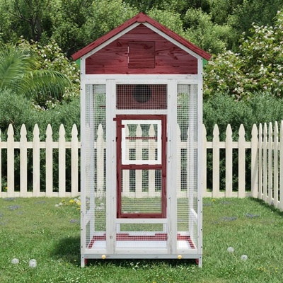 VidaXl Klec pro ptáky mokka 91 5x53x170 cm masivní borovicové dřevo
