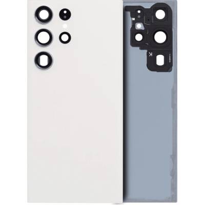 Zadní sklo + čočky fotoaparátu Samsung Galaxy S23 Ultra 5G – krémové (Aftermarket Plus, bez loga) SAM3656