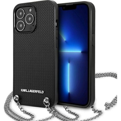 KARL LAGERFELD Leather Textured and Chain Case за iPhone 13 Pro Max 6.7" - Черен (3666339049959)
