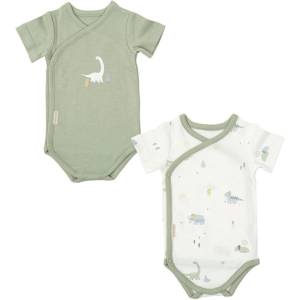 Bimbidreams Комплект бодита с къс ръкав Bimbidreams - Trex, 2 броя, 0-1 м, White/Green (8499000799304) - baby