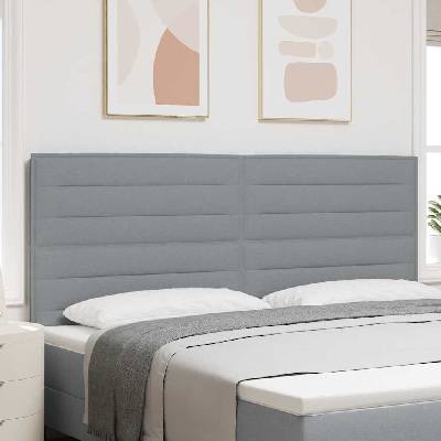 vidaXL LED глава с LED ленти с таблото Светлосиво 200 cm текстил (3338307)