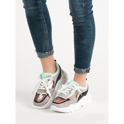 Transparentní sneakersy na platformě šedé