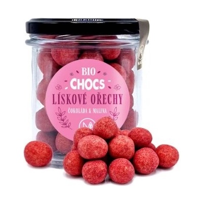 NATU CHOCS Lískové ořechy v bílé čokoládě s malinou BIO 160 g