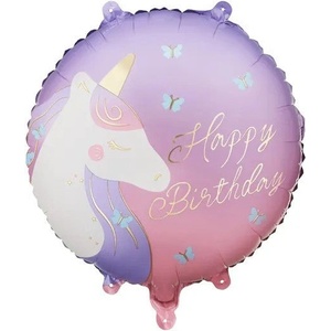 Party Deco Фолиев балон Happy Birthday с еднорог (FB354)