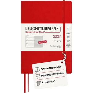 Leuchtturm1917 weekly calendar 2027 medium (A5) with notebook - January-December 2027 - 400389 (400389)