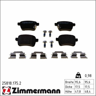 Sada brzdových destiček, kotoučová brzda ZIMMERMANN 25818.175.2 (258181752)