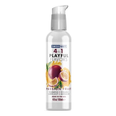 Swiss Navy 4 In 1 Lubricant with Wild Passion Fruit Flavor 4 fl oz 118 ml