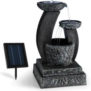Blumfeldt FANTAGHIRO, градински фонтан, декоративен фонтан, 3W SOLAR LED полиресин каменен вид (SOL1-Fantaghiro) (SOL1-Fantaghiro) - klarstein