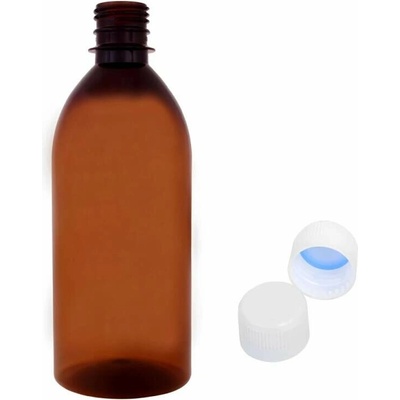Tera Plastová lahvička hnědá s bílým uzávěrem 500 ml