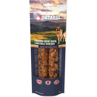 Ontario Protein Hovězí žvýkací rolka velká 2 ks 25,4 cm KS