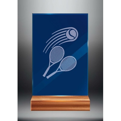 Tmavě modrá skleněná trofej Tenis