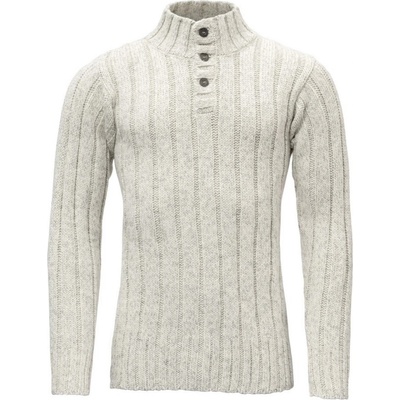 Devold Nansen Rib Knit Nórsky vlnený s gombíkovou légou sivý