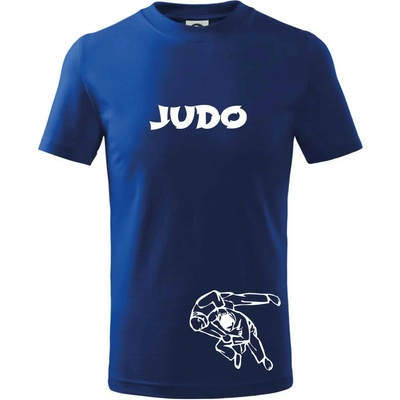 Judo nápis postavy tričko dětské bavlněné královská modrá