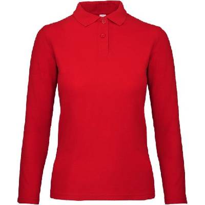 B&C ID001 LSL Dámská polokošile s dlouhým rukávem red