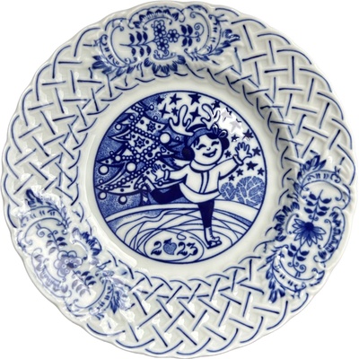 Český Porcelán Dubí Cibulák Tanier Výročie 2023 reliéfny závesný 18cm Originálny