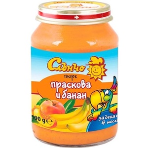 Слънчо Плодово пюре Слънчо - Праскова и банан, 190 g (2668) - ozone
