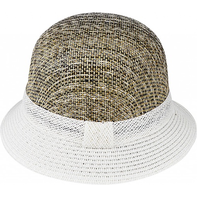 Biju Dámsky slamený klobúk s ozdobným pásikom 9001606-4 biely