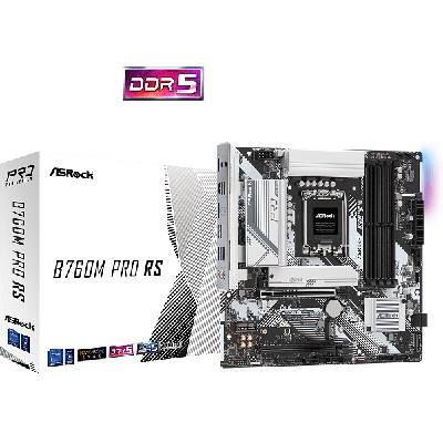 Дънна платка ASROCK B760M Pro RS (Intel 1700, 4xDDR5, 3xHyper M. 2, 2.5G LAN, HDMI, DP) Micro ATX (69101)