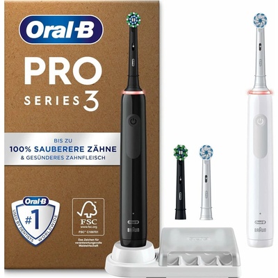 Oral-B Ел. четка за зъби Oral-B Pro Series 3 Plus Edition Twin Pack, 360° контрол на налягането, 3 режима, 3D технология за почистване, черна (D505.534.3H)