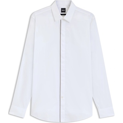 HUGO BOSS Риза с дълъг ръкав Boss Men's H-Hank-Party Patterned Long Sleeve Tailored Fit Shirt - White 100