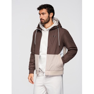 Ombre Clothing Мъжко лека яке regular fit с подплата и качулка - кафяво-бежово V1 OM-JANP-0242 Ombre Clothing Ombre Clothing | Bezhov | МЪЖЕ | S