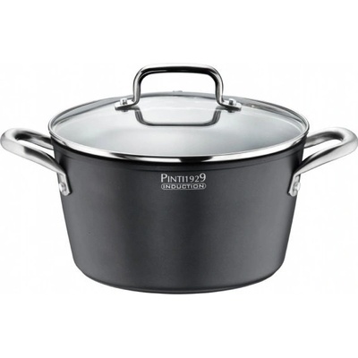 PINTINOX Hrnec STONE 1 Quantanium 24 cm 5 l skleněná poklice