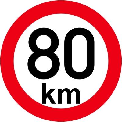 Obmedzenie rýchlosti 80 km retroreflexné pr. 150 mm (na prívesy)