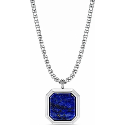 Manoki Pánský náhrdelník lapis lazuli, chirurgická ocel NH1402 Stříbrná