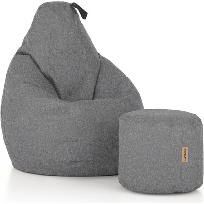 SakyPaky sedací set Hruška s taburetem světle šedá melír