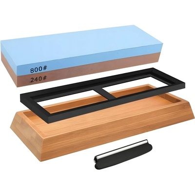 HARAHU Шлифовъчен камък с бамбукова основа и ъглов водач - 240 / 800 kp37738 (37738)
