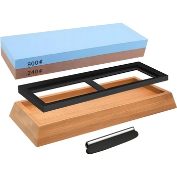 HARAHU Шлифовъчен камък с бамбукова основа и ъглов водач - 240 / 800 kp37738 (37738)