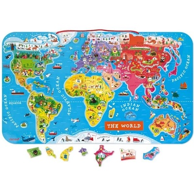 Janod Магнитна карта на света пъзел с дъска за окачване