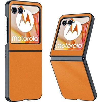 Motorola Razr 60 Тънък Твърд Калъф с Кожено Покритие и Протектор