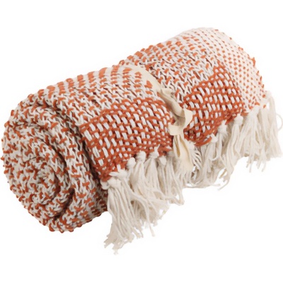 Home Styling Collection Bavlněný přehoz na postel, 130 x 170 cm, oranžový, melanž