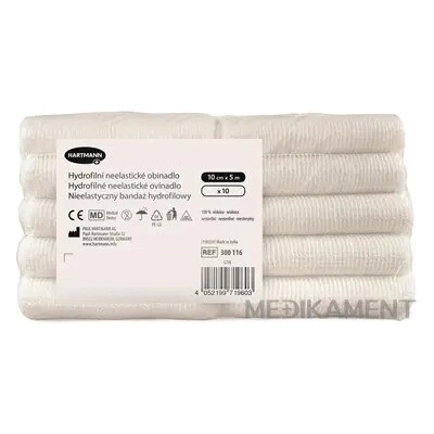 Hartmann Ovínadlo hydrofilné neelastické pletené nesterilné 10 cm x 5 m 10 ks