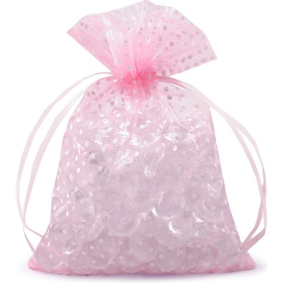 Prima-obchod Dárkový pytlík puntíky 13x18 cm organza, barva 6 růžová sv.