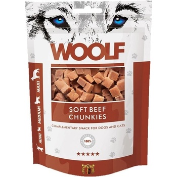 WOF WOOLF Soft Beef chunkies pamlsek pro psy a kočky 100 g