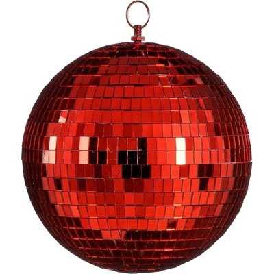 MICA Vianočná ozdoba disco guľa červená pr. 20 cm