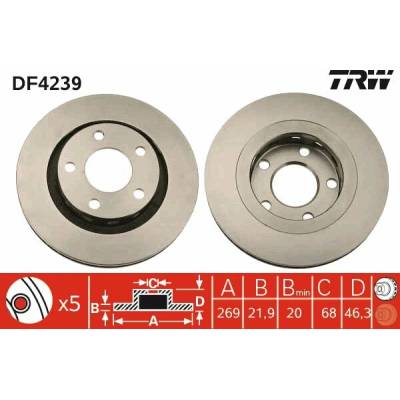 TRW Brzdový kotúč DF4239 sada 2 ks