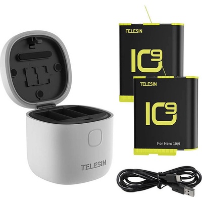 Telesin 3-slot waterproof charger Allin box for GoPro Hero 9 / Hero 10 + 2 batteries GP-BTR-905-GY-B