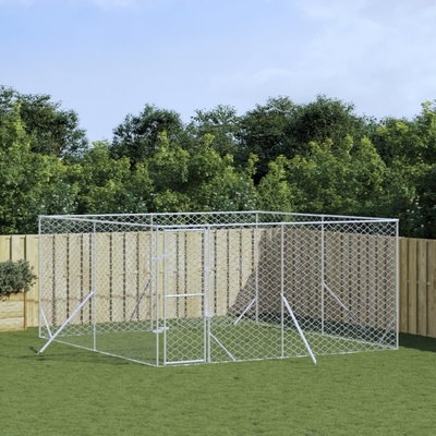 vidaXL Venkovní psí kotec stříbrný 400 x 400 x 200 cm pozinkovaná ocel 9799.3190455